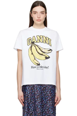 Ganni White Banana T-Shirt