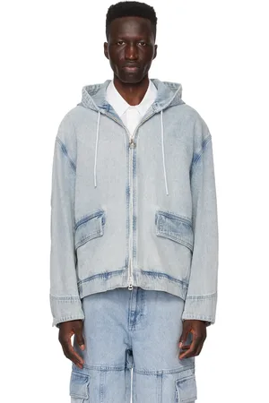 Solid Blue Hood Denim Jacket