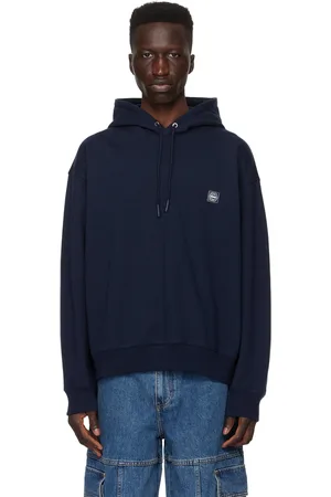 Solid Navy Embroidered Hoodie