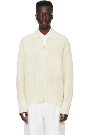 Solid Beige Zip Sweater