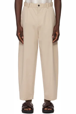 Solid Beige Elasticized Trousers