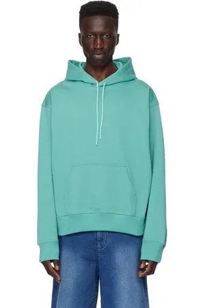 Solid Blue Embroidered Hoodie