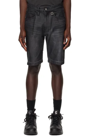 WOOYOUNGMI Black Faded Denim Shorts