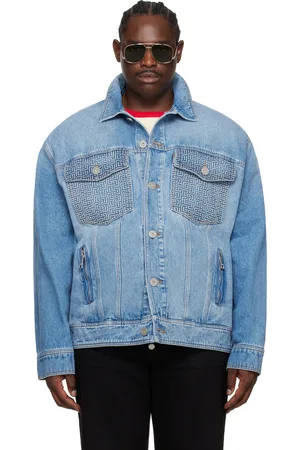 Balmain Blue Monogram Denim Jacket