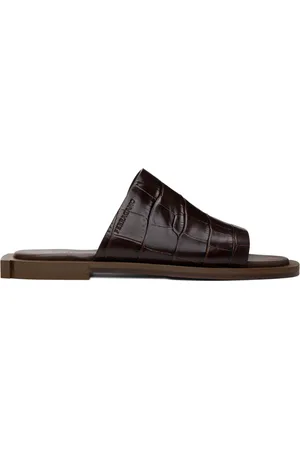 Salvatore Ferragamo Brown Embossed Mules