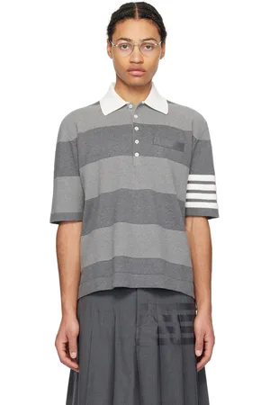 Thom Browne Gray Striped Polo