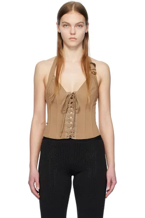 VERSACE Tan Lace-Up Camisole