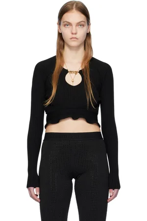 VERSACE Black Ruffled Top