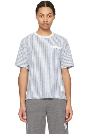 Thom Browne Blue & Gray Striped T-Shirt