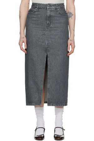 Filippa K Gray Long Slit Denim Maxi Skirt