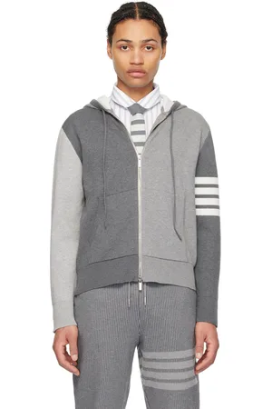 Thom Browne Gray Jacquard Hoodie
