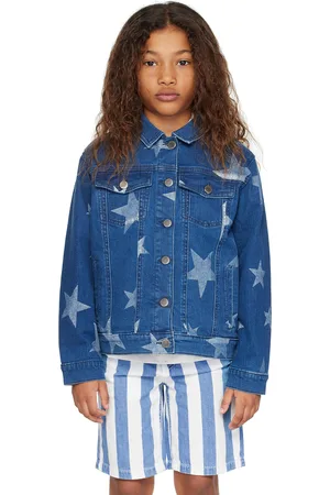 Star print denim store jacket