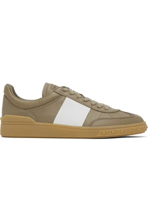 VALENTINO GARAVANI Taupe Upvillage Calfskin Sneakers