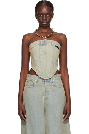 Vetements Beige Paneled Denim Tank Top