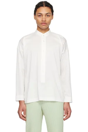 Issey Miyake White Band Collar Shirt