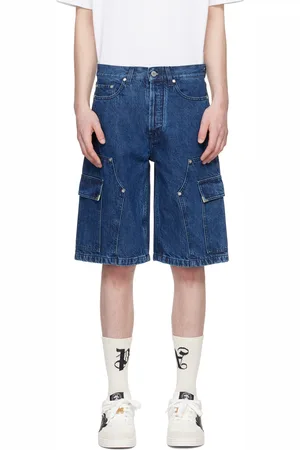 Palm Angels Indigo Monogram Workwear Denim Shorts