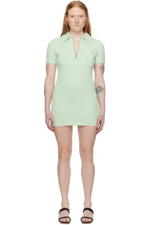 Palm Angels Green Half-Zip Minidress