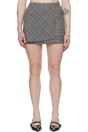 Ganni Gray Check Miniskirt