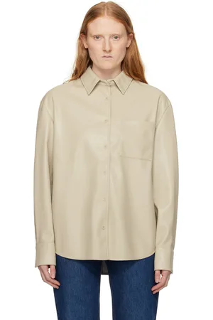 The Frankie Shop Beige Chrissie Faux-Leather Shirt