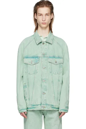 Palm Angels Green Overdye Denim Jacket