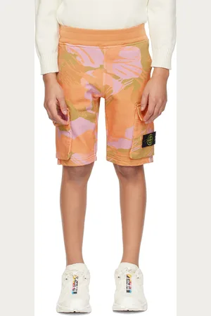 Stone Island Kids Orange Printed Shorts