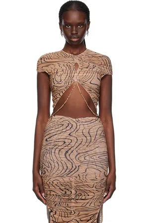 MUGLER Tan Printed T-Shirt