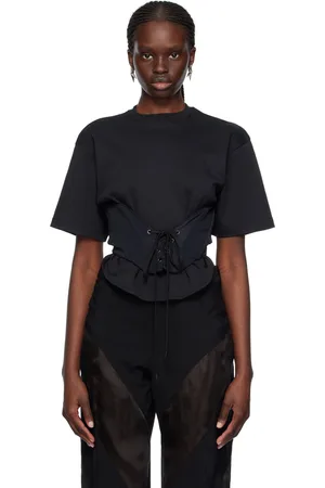 MUGLER Black Lace-Up T-Shirt