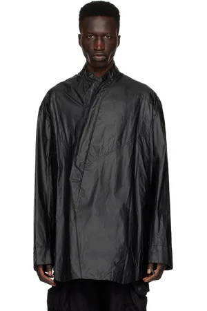 JULIUS Stand Collar Faux-Leather Shirt