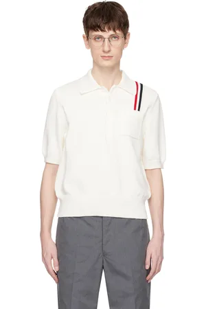 Thom Browne White RWB Stripe Polo