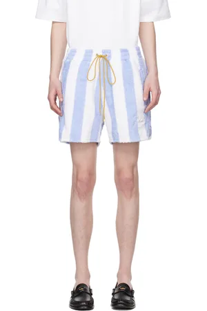 Rhude White & Blue Striped Shorts