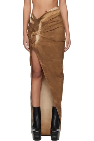 Rick Owens Brown Edfu Denim Maxi Skirt