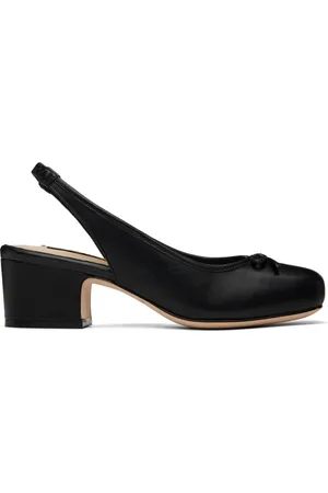 SANDY LIANG SSENSE Exclusive Black Slingback 45 Heels