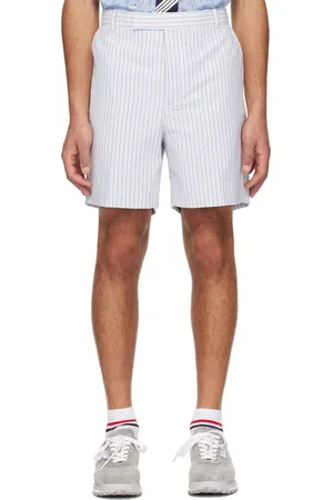 Thom Browne White & Blue Striped Shorts