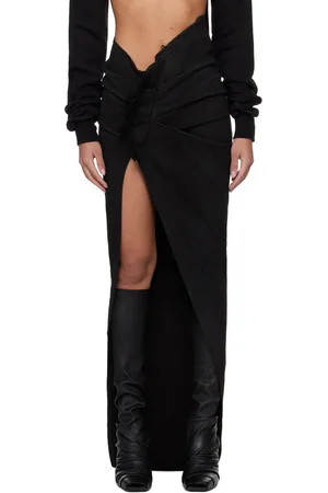 Rick Owens Black Edfu Denim Maxi Skirt