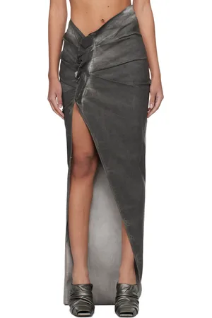 Rick Owens Gray Edfu Denim Maxi Skirt