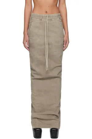 Rick Owens Off-White Pull On Pillar Denim Maxi Skirt