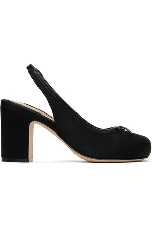SANDY LIANG SSENSE Exclusive Black Slingback 75 Heels