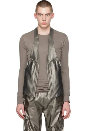 Rick Owens Gunmetal Bauhaus Leather Vest
