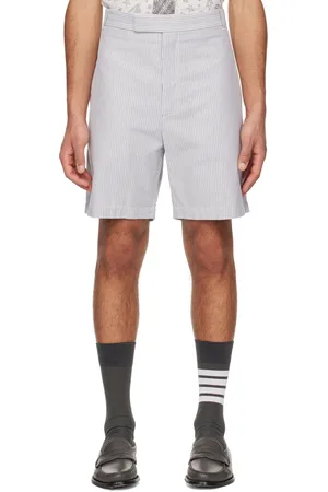 Thom Browne White & Gray Striped Shorts