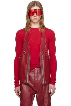 Rick Owens Red Bauhaus Denim Vest