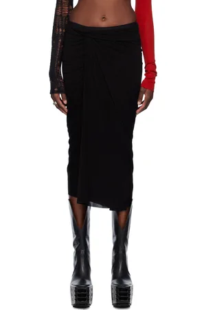 Rick Owens Black Wrap Midi Skirt