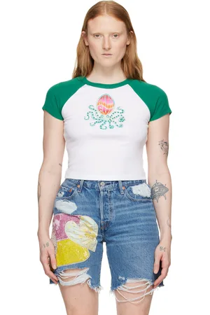 Anna Sui White & Green Octopus T-Shirt