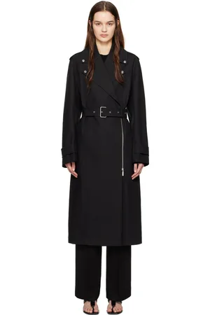 Totême Black Notched Lapel Trench Coat