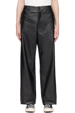N. HOOLYWOOD Drawstring Faux-Leather Trousers