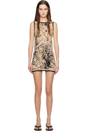 Serapis Beige & Black Jacquard Minidress