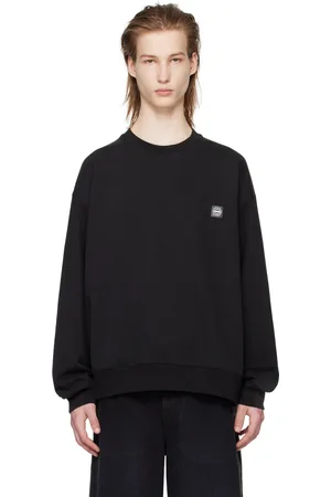 Solid Black Embroidered Sweatshirt