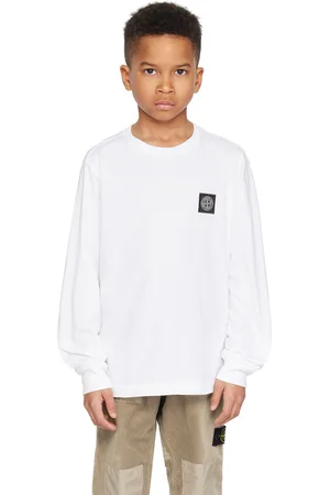 Stone Island Kids White Patch Long Sleeve T-Shirt
