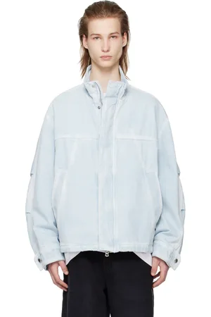 Solid Blue Zip Denim Jacket