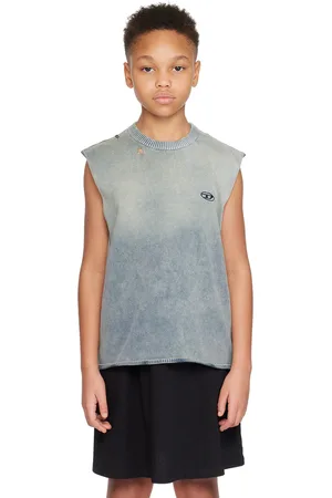 Diesel Kids Blue Distressed Vest