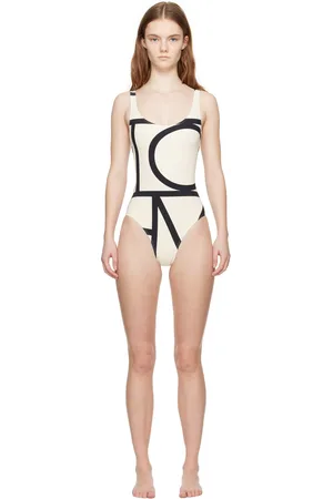 Totême Beige & Black Monogram Swimsuit